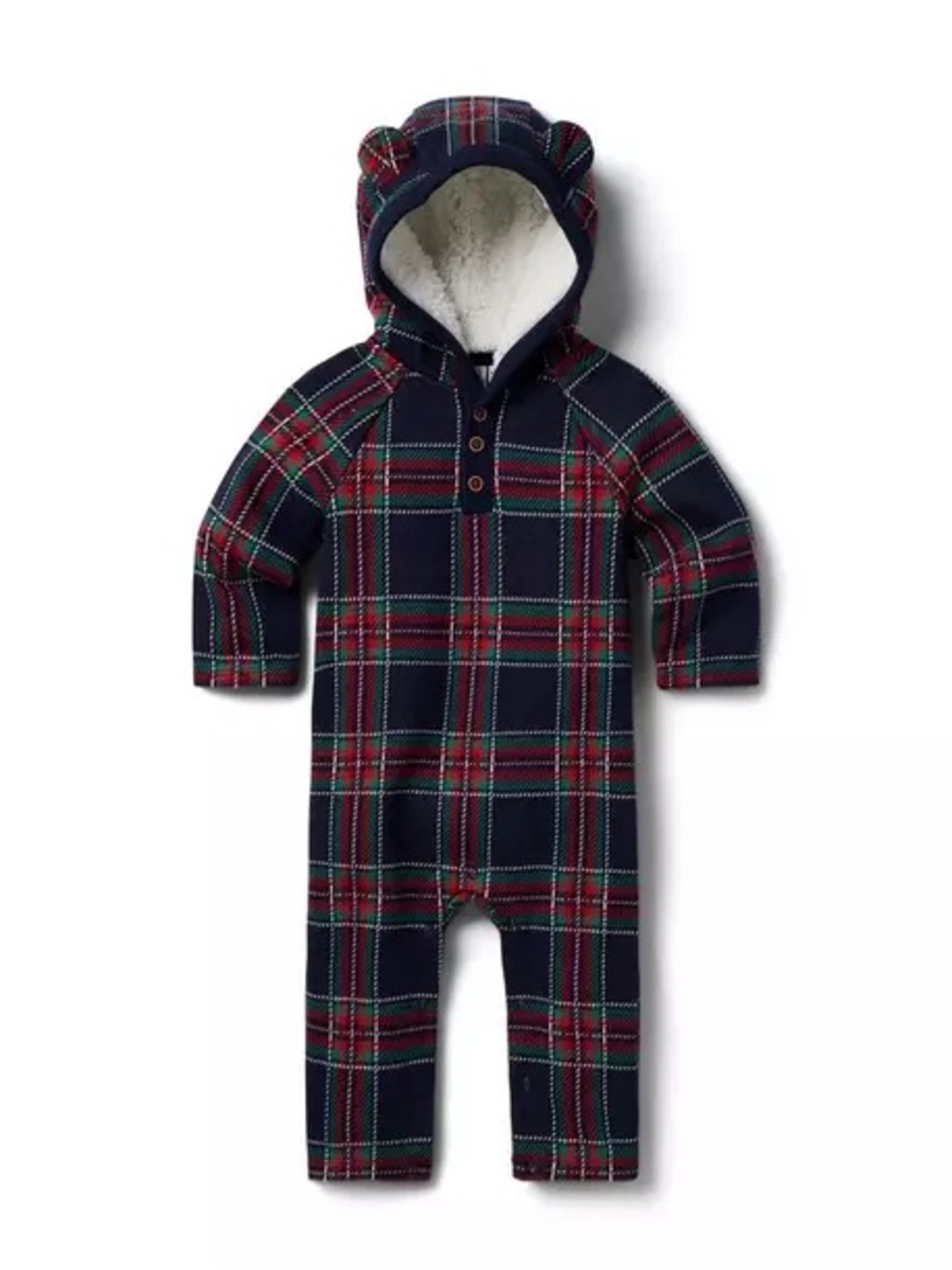 Janie and Jack Baby Tartan Bear Ear One-Piece